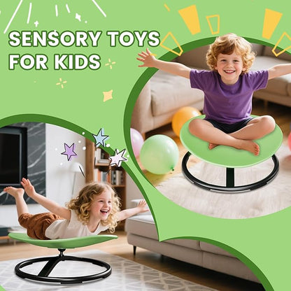 21" L × 19" W Large Size Spinning Chair for Autistic Kids, Autism Sensory Spinning Chair, Sensory Toys for Kids with Autism & ADHD, Sit and Spin Training Body Coordination, Light Green Rounded Share