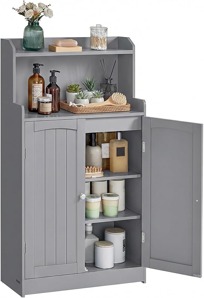 VASAGLE Bathroom Storage Cabinet, Bathroom Floor Cabinet with 2 Doors, 2 Adjustable Shelves, 11.8 x 23.6 x 39.4 Inches, Freestanding, for Dining Room, Kitchen, Living Room, Dove Gray BBC770GD01S