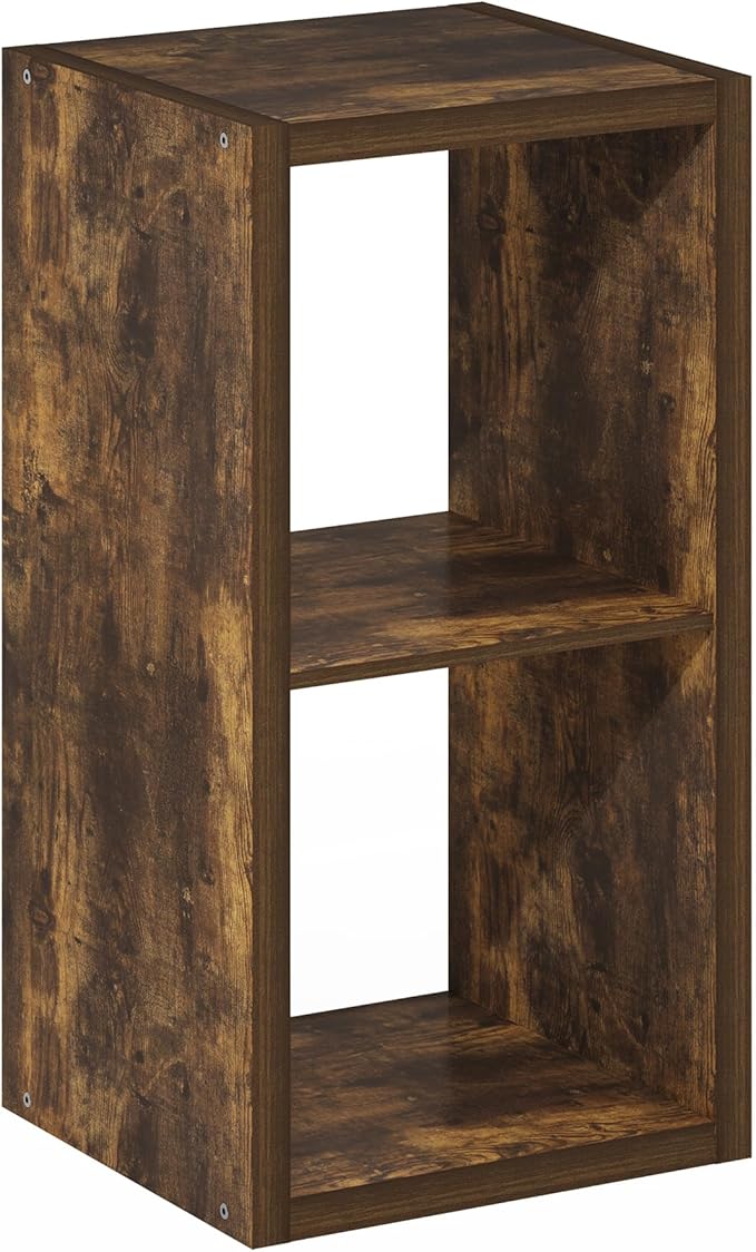 Furinno Cubicle Open Back Decorative Cube Storage Organizer, 2-Cube, Amber Pine