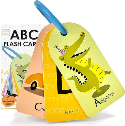 Hapinest My First ABC Alphabet Flash Cards for Baby and Toddlers, 26 Double-Sided Flashcards with Ring
