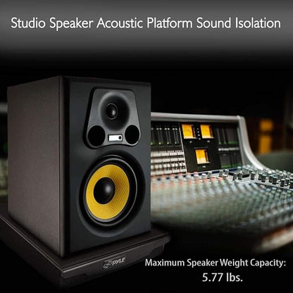 Pyle Speaker Isolation Pads - 10.4 x 13 x 2.8 inches - Acoustic Noise Isolation Platform - Foam Riser Recoil Stabilizer with Rubber Base for Studio Monitor, Subwoofer, Loudspeaker - PSIO6