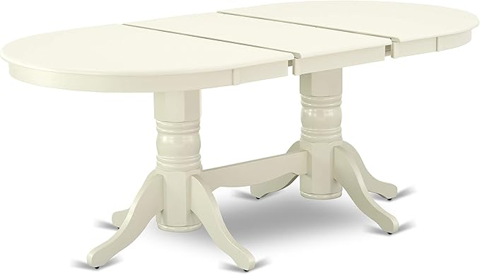 East West Furniture VAVA7-LWH-C 7 Piece Modern Dining Table Set Consist of an Oval Wooden Table with Butterfly Leaf and 6 Linen Fabric Upholstered Dining Chairs, 40x76 Inch, Linen White