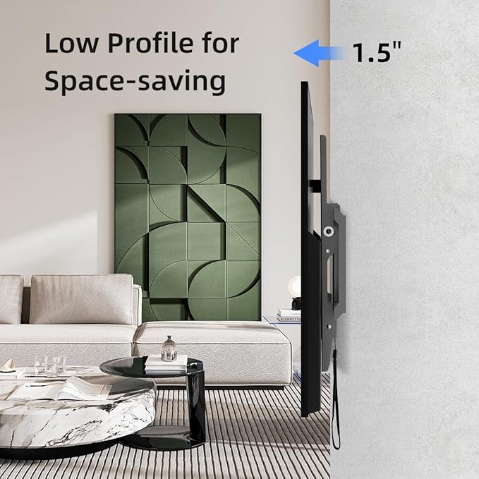 Suptek Tilt TV Wall Mount Bracket for Most 37-82 inch TV, Universal Mount with Max 600x400mm VESA and 132lbs Loading Capacity, Fits Studs 24" Apart, Low Profile with Magnetic Bubble Level (MT5082)