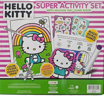 Hello Kitty Super Activity Set with Imagine Ink – Mess-Free Creative Fun- 1 Coloring book, 8 crayons, 3 sticker sheets, 2 foam stickers, 1 imagine Ink Mess-Free marker, 1 imagine Ink Game book