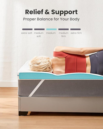 Dreamsmith Full Size Mattress Topper - 4 Inch Cooling Gel Memory Foam Mattress Pad for Pressure Relief, Bed Topper with Removable Washable Soft Cover Non-Slip, CertiPUR-US & Oeko-Tex Certified