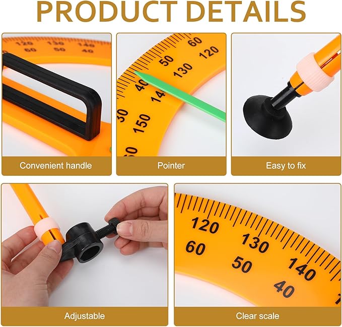 1 Set Large Mathematics Teaching Kit Including 1 Pcs Jumbo Teaching Ruler 1 Pcs Large Protractor 1 Pcs Geometry Compass Big Geometry Measurement Tool for Teacher Classroom Black Board