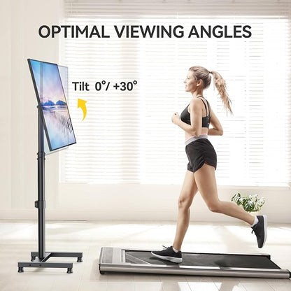 AM alphamount TV Floor Stand for 13-43 inch Flat/Curved TVs up to 44 lbs, 8 Level Height Adjustable Monitor Floor TV Stand with VESA 200x200, Portable TV Mount Stand for Living Room, Bedroom, Office