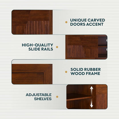 Bme Trapeze TV Stand for Living Room – Wooden Media Console with Storage, Metal Legs, Large Walnut TV Stand for Stylish Home Entertainment Setup