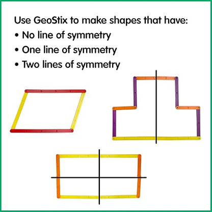 edxeducation GeoStix Deluxe Set | Teach Geometry | 100 Construction Sticks, 2 Protractors, Activity Cards | Manipulative for Math, Art and Fine Motor Skills