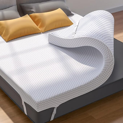 PERLECARE 2 Inch Gel Memory Foam Mattress Topper for Pressure Relief, Premium Soft Mattress Topper for Cooling Sleep, Non-Slip Design with Removable & Washable Cover, CertiPUR-US Certified - Full