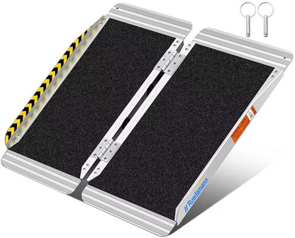 Ruedamann 3FT Portable Wheelchair Ramp, Non-Slip Aluminum Folding Handicap Ramp for Doorways, Wheel Chair Threshold Ramp for Home Steps, Stairs, Wheelchair, Scooters, Pets, Entry