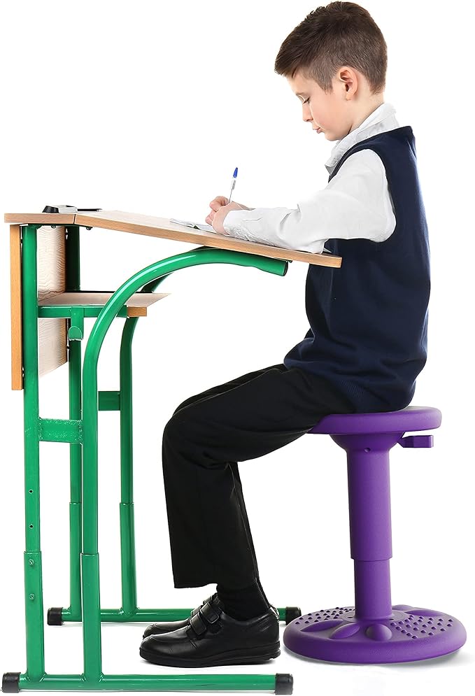 ActiveChairs Adjustable Wobble Stool, Flexible Classroom Seating, Improves Focus, Posture & Helps ADHD/ADD, Sensory Chair, Active Desk Chairs, Adjusts from 16.65" to 23.75", Ages 13-18, Purple