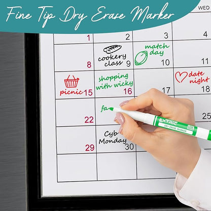 EXTRIC Dry Erase Markers, Whiteboard Markers Fine Tip and Chisel Tip, 8 White Board Marker Dry Erase, Mixed Tip 4 Thick and Thin White Board Marker for School Supplies, Teachers and Students