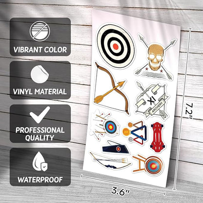 Archery Target Bow Arrow Trophy Quote Design for Lovers Sports Enthusiasts Teens 50pcs Stickers Pack Vinyl Wall Decoration Bike Car Hat Bumper Bedroom Kids Adults