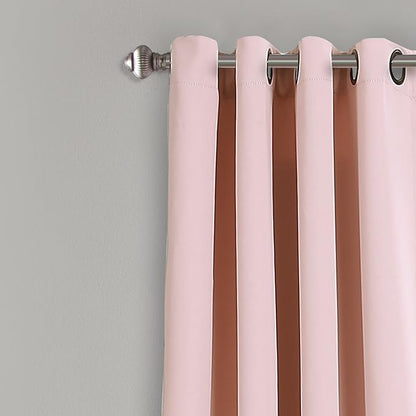 Lush Decor Insulated Grommet Blackout Window Curtain Panels, Pair, 52" W x 63" L, Pink - Classic Modern Design - Chic Window Decor - Curtains For Living Room, Bedroom, Or Dining Room