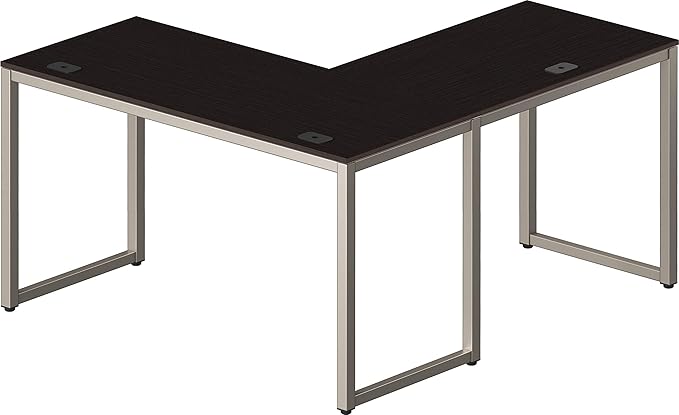 SHW 55 x 60 Inches Commercial-Grade L-Shape Corner Office Computer Desk, Espresso