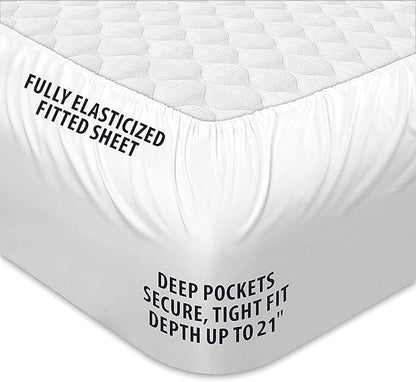 COONP California King Mattress Topper, Extra Thick Pillowtop, Cooling Plush Mattress Pad Cover Cotton Top Bed Topper Protector with 8-21 Inch Deep Pocket