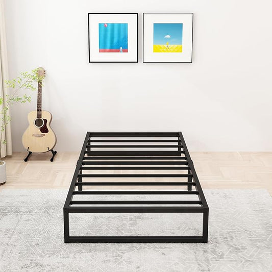 12 Inch Twin Size Bed Frames Heavy Duty Metal Twin Platform Bed Frame No Box Spring Needed, Noise Free, Easy Assembly, Black
