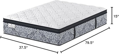 Kingsdown Firm Euro Pillow Top Hybrid Twin XL Mattress Cooling Gel Memory Foam Layer Multi-Layered Motion Isolation Cool Sleep Quilted Top Luxury Mattresses, 15-inch, Passions Engleson