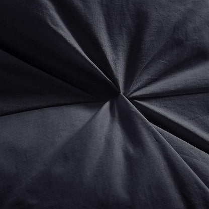 Luxurious All-Season Goose Down Feather Fiber Comforter Twin Size Duvet Insert, Exquisite Pinch Pleat Design, Premium Baffle Box, 100% Egyptian Cotton Cover, 50 oz. Fill Weight, Black