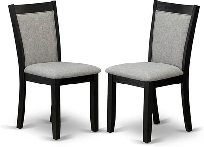 East West Furniture V677MZ606-6 6 Piece Dinette Set Contains a Rectangle Dining Room Table with V-Legs and 4 Shitake Linen Fabric Parson Chairs with a Bench, 40x72 Inch, Multi-Color
