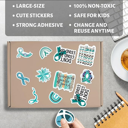 Support Squad Awareness Stickers Pack 50Pcs Vinyl Decals for Laptop Water Bottle Journal Scrapbook Waterproof Durable Set Teens Adults Advocates Mental Health