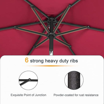 7.5ft Outdoor Umbrella Patio Umbrella with Solar Lights,18 LED Lighted Table Market Outdoor Umbrella, 2-Year-Non-Fading, for Pool, Deck, Garden,Backyard
