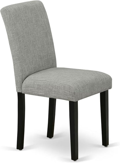 East West Furniture V696AB106-5 5 Piece Dining Table Set for 4 Includes a Rectangle Kitchen Table with V-Legs and 4 Shitake Linen Fabric Upholstered Parson Chairs, 36x60 Inch, Multi-Color