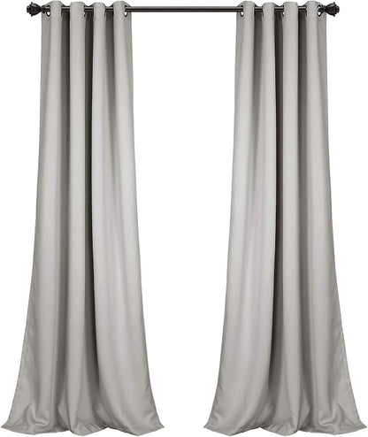 Lush Decor Insulated Grommet Blackout Window Curtain Panels, Pair, 52" W x 95" L, Light Gray - Classic Modern Design - Chic Window Decor - Long Curtains For Living Room, Bedroom, Or Dining Room