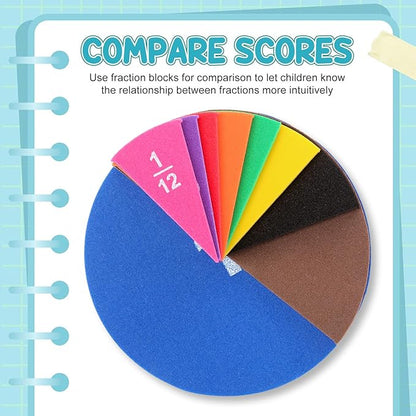 10 Sets Fraction Set for Math Classroom Fractions Manipulatives Math Manipulatives for Home School Supplies (Circles)