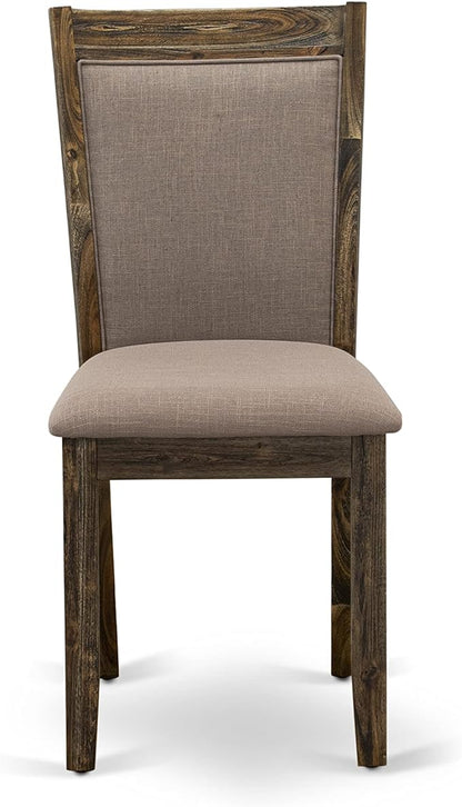 East West Furniture X727MZ748-7 7 Piece Dining Table Set Consist of a Rectangle Dining Room Table with X-Legs and 6 Coffee Linen Fabric Upholstered Chairs, 40x72 Inch, Multi-Color