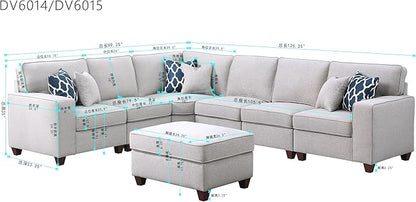 Devion Furniture Philly Sectional Modular Sofa with Ottoman for Living Room, Apartment, Bedroom, Office, Dorm