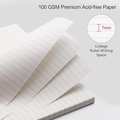 RETTACY Pocket Journal Notebook, 160 Lined Pages, A6 Mini Small Size (4.5" × 5.7"), for Work, Journaling, Writing, 100 GSM Thick Paper, Spiral-bound, Flexible Plastic Cover (Tiffani Blue)