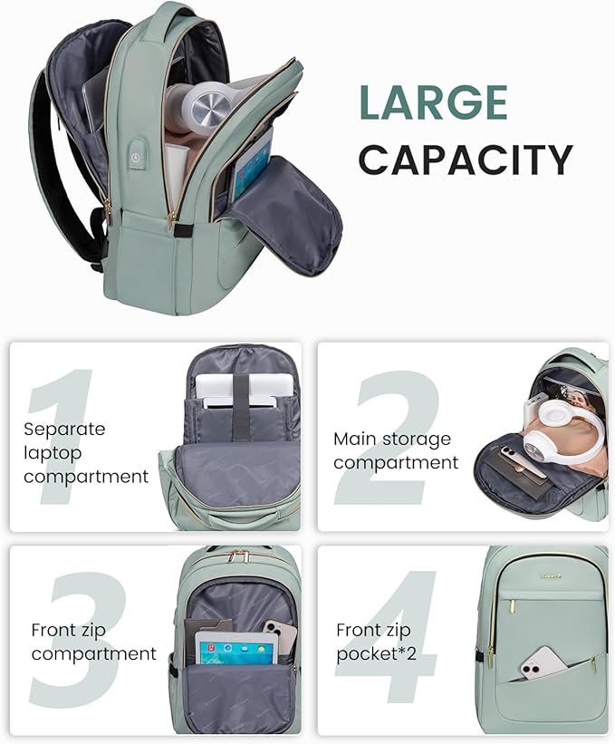 LOVEVOOK Laptop Backpack for Women, Slim Business Laptops Bag with Separate Computer Compartment Stylish Daypack for College Work Travel, Fits 15.6" Laptop
