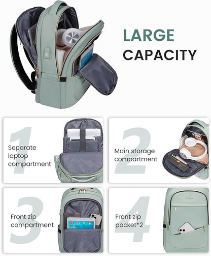 LOVEVOOK Laptop Backpack for Women, Slim Business Laptops Bag with Separate Computer Compartment Stylish Daypack for College Work Travel, Fits 15.6" Laptop