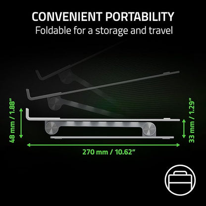 Razer Adjustable Laptop Stand: Supports Phones, Tablets, Laptops, Macbooks up to 18" - Adjust Height and Tilt - Durable Aluminum Construction - Vented Design - Foldable for Storage & Travel - Mercury