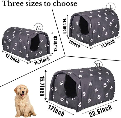 Fhiny Stray Cats Shelter, Waterproof Outdoor Cat House Foldable Warm Pet Cave for Winter Wild Animal Tent Bed Anti-Slip Kitten Cave for Feral Cat Dog Puppy Weatherproof Black