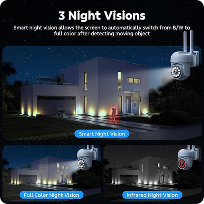 Wireless Security Camera System, CAMCAMP 24/7 Recording Security Cameras Wireless Outdoor 16CH NVR PTZ 2.4G& 5G WiFi 4K Smarting Night Vision Auto Human Tracking CCTV Surveillance Kit(8)