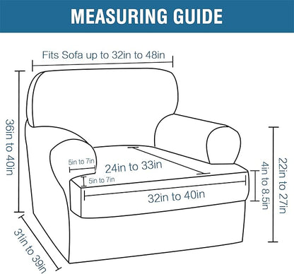 H.VERSAILTEX Sofa Cover 2 Piece T Cushion Armchair Slipcovers Thick Velvet Couch Cover Furniture Protector Stretch T Cushion Sofa Covers for 1 Cushion Couch with 1 Individual T Cushion Covers, Black
