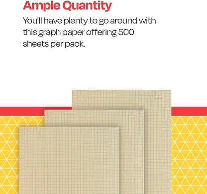 School Smart Graph Paper, 1/4 Inch Rule, 9 x 12 Inches, Manila, Pack of 500