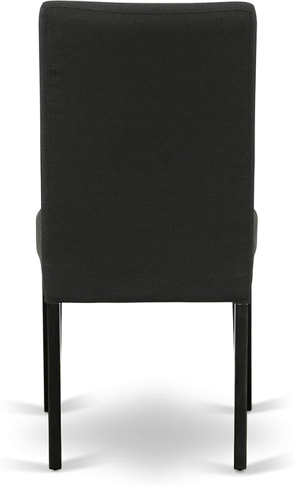 East West Furniture X626DR124-5 5 Piece Dining Room Furniture Set Includes a Rectangle Dining Table with X-Legs and 4 Black Color Linen Fabric Upholstered Chairs, 36x60 Inch, Multi-Color