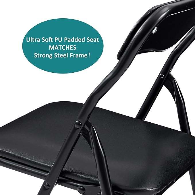 VECELO Kids Folding Activity Table and Chairs 5 Piece Set, Portable, with Ultra Soft Padded Cushion, Classic Black