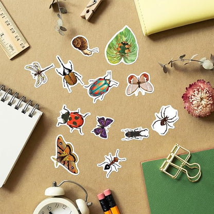 Realistic Insect Butterfly Bug Stickers Pack 50Pcs Vinyl Decals for Water Bottles Laptops Notebooks Scrapbooking Educational Nature Themed Kids Students Teachers