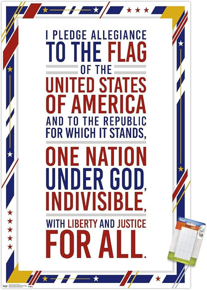 Trends International The United States Of America - Pledge Of Allegiance Wall Poster, 22.375" x 34", Poster & Mount Bundle