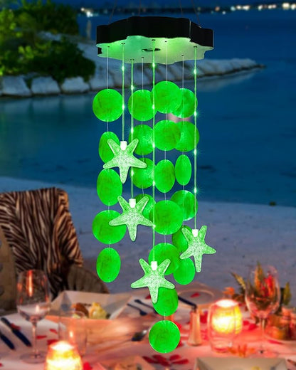 Toodour Solar Wind Chimes for Outside, Shells Light Gifts for Mom Grandma Women Wife Girls, Waterproof St Patricks Day Decorations Solar Lights for Holiday Garden Porch Yard Outdoor Decor (Green)