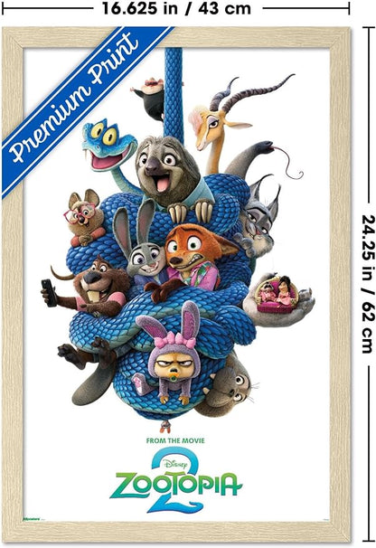 Disney Zootopia 2 (2025) - Group One Sheet Wall Poster, 22.4L" x 14.7W", Blonde Framed Version
