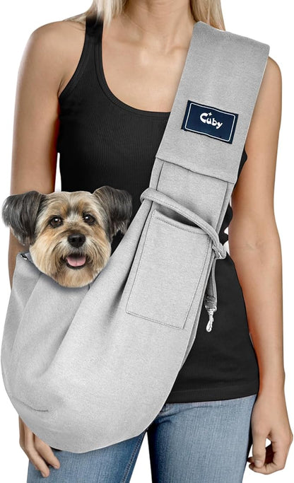 CUBY Dog and Cat Sling Carrier - Hands Free Reversible Pet Papoose Bag - Soft Pouch and Tote Design - Suitable for Puppy, Small Dogs Cats Outdoor