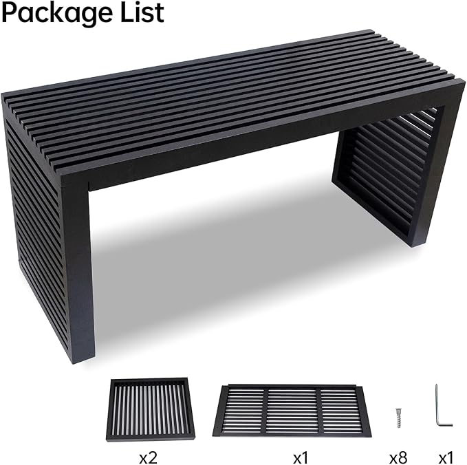 Bamboo Dining Bench, 35 inch Entryway Bench, Indoor Kitchen Table Bench for Entryway Dining Room Living Room Bedroom End of Bed-Black