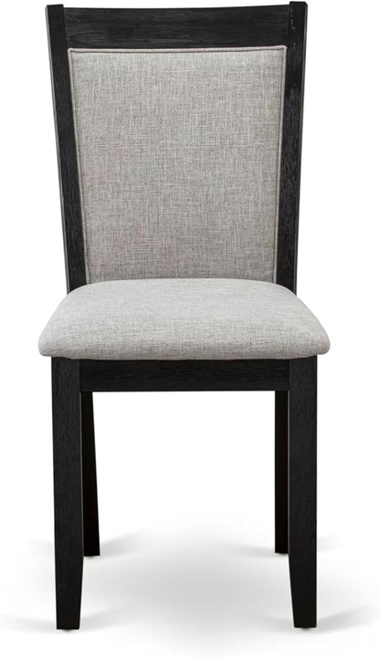 East West Furniture V677MZ606-6 6 Piece Dinette Set Contains a Rectangle Dining Room Table with V-Legs and 4 Shitake Linen Fabric Parson Chairs with a Bench, 40x72 Inch, Multi-Color
