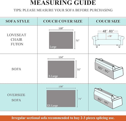 STACYPIK Modern Khaki Jacquard Couch Cover French Style L-Shape Sofa Protector for 3-Cushion Couch, Washable, Stain Resistant, 71x150IN